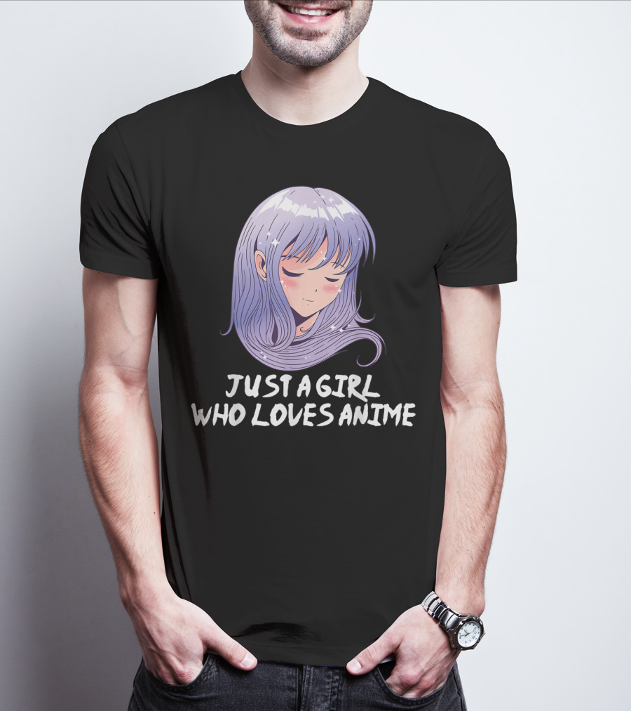 Just A Girl Who Loves Anime Japanese Anime Purple Hair Character T-Shirt