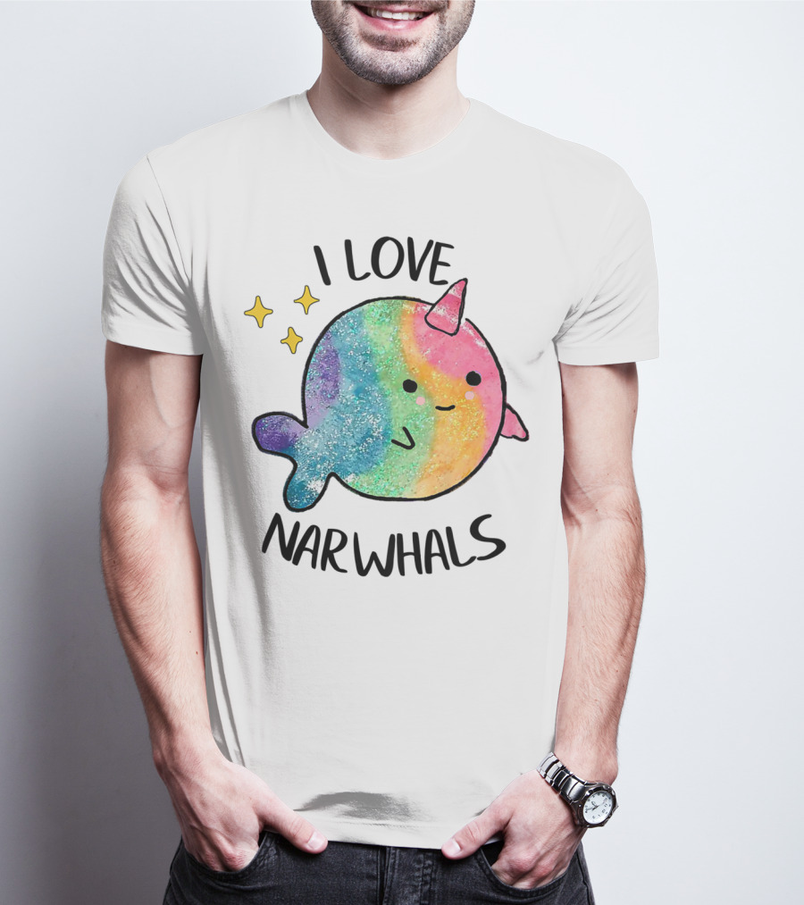 I Love Narwhals Rainbow Whale Kids T-Shirt