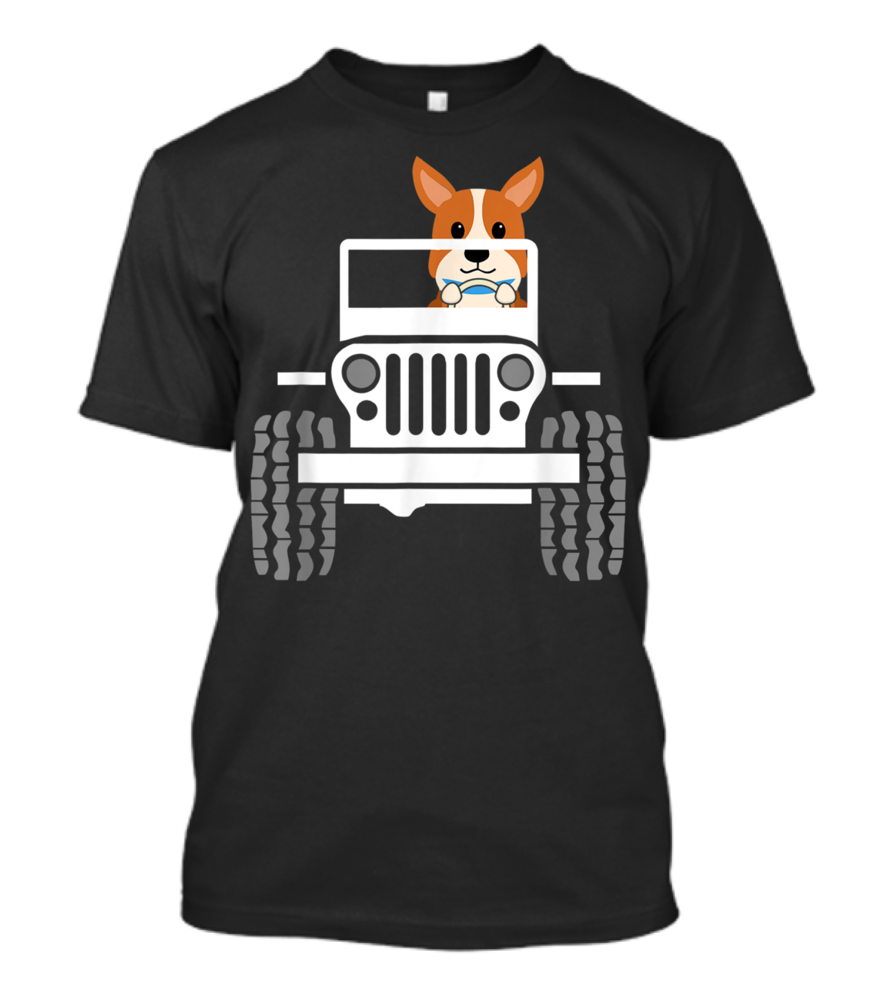 Mens Funny Cute Corgi Jeep Dog T-Shirt