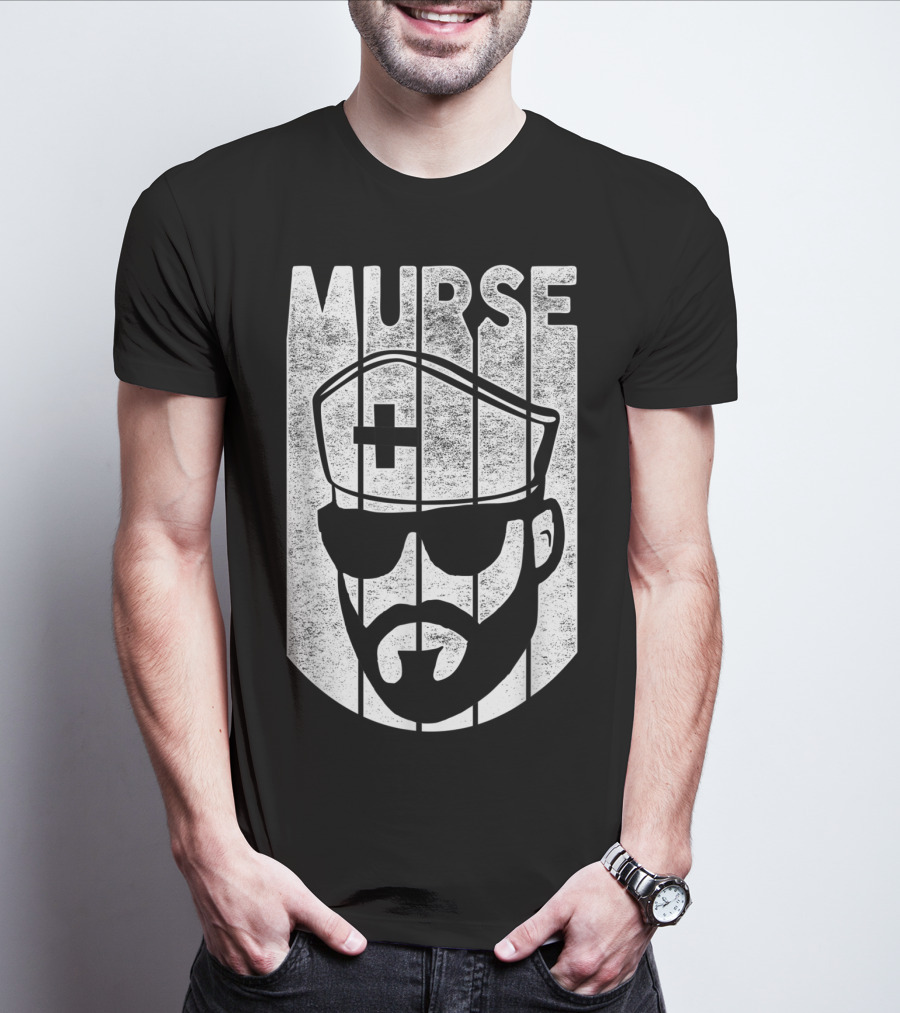 Mens Murse Funny Beard Nurse Male Nurse T-Shirt