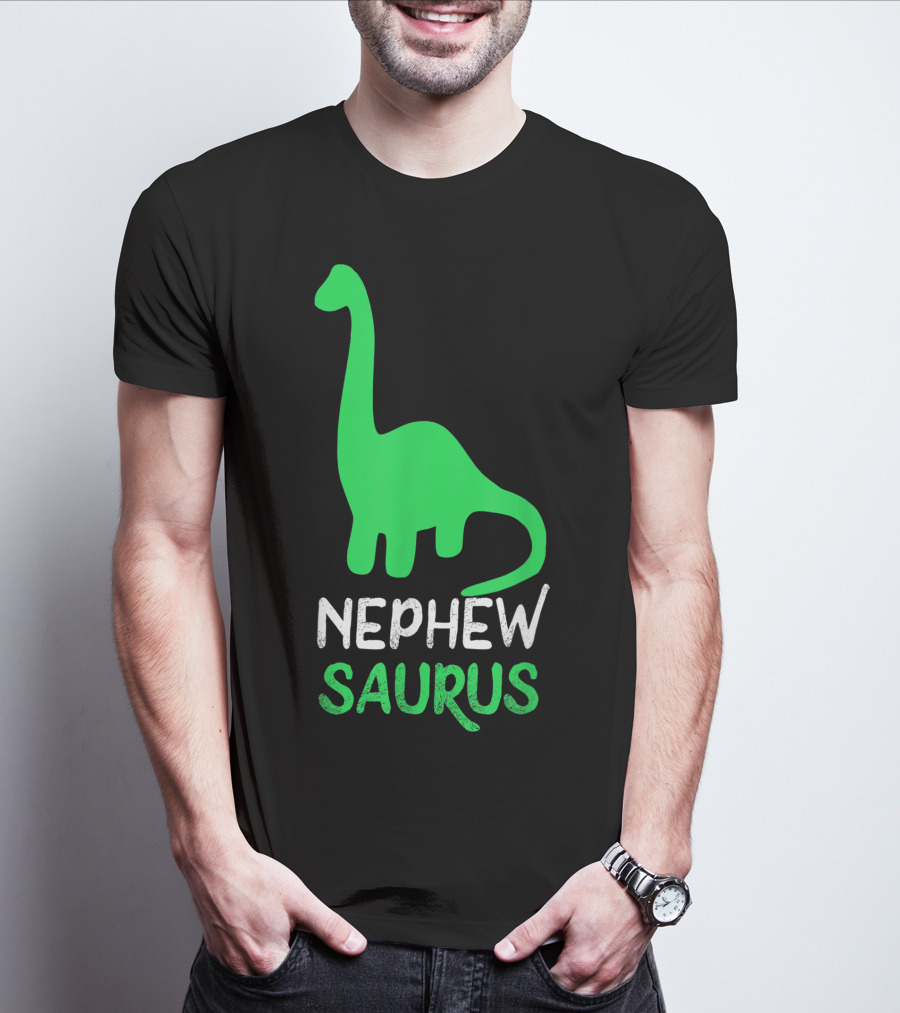 Nephewsaurus Funny Dinosaur Nephew Saurus Iconic Green Dinosaur T-Shirt