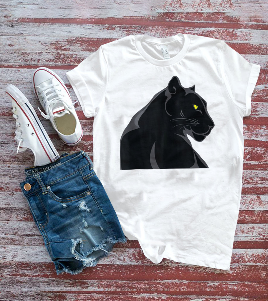 Panthera Cat Leopard Melanistic Black Panther Yellow Eyes T-Shirt