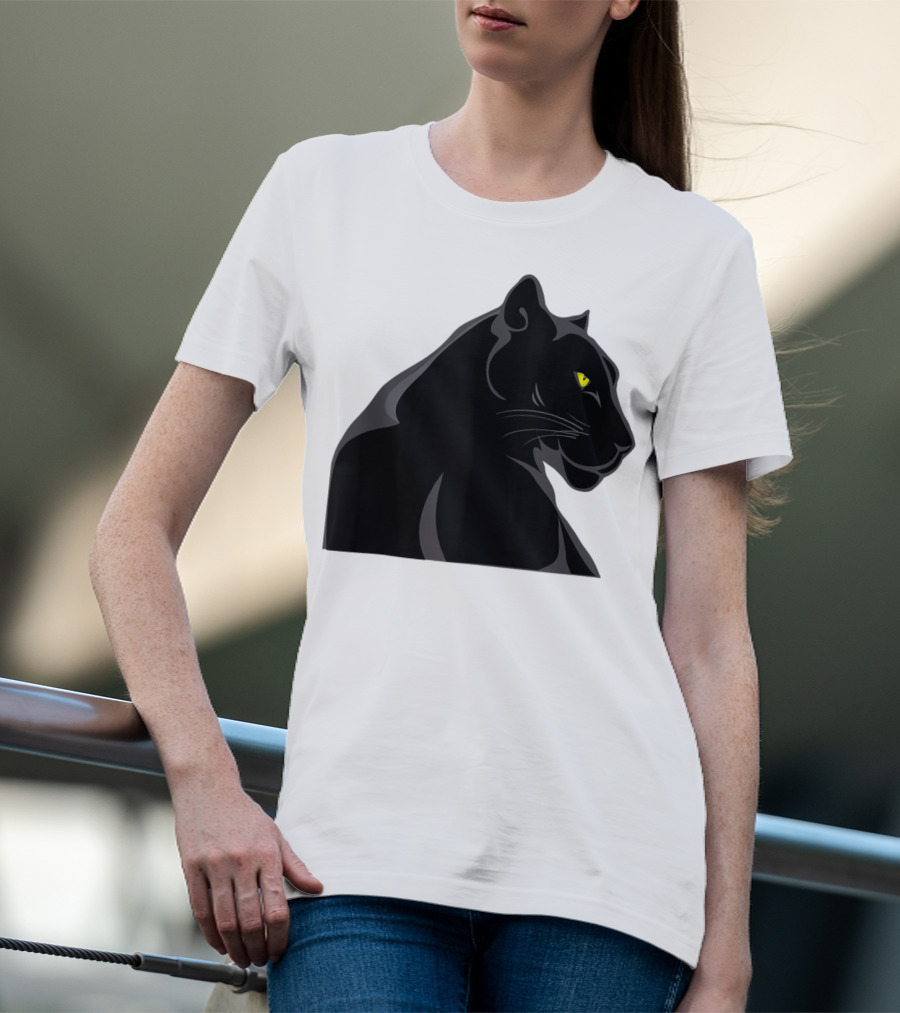 Panthera Cat Leopard Melanistic Black Panther Yellow Eyes T-Shirt
