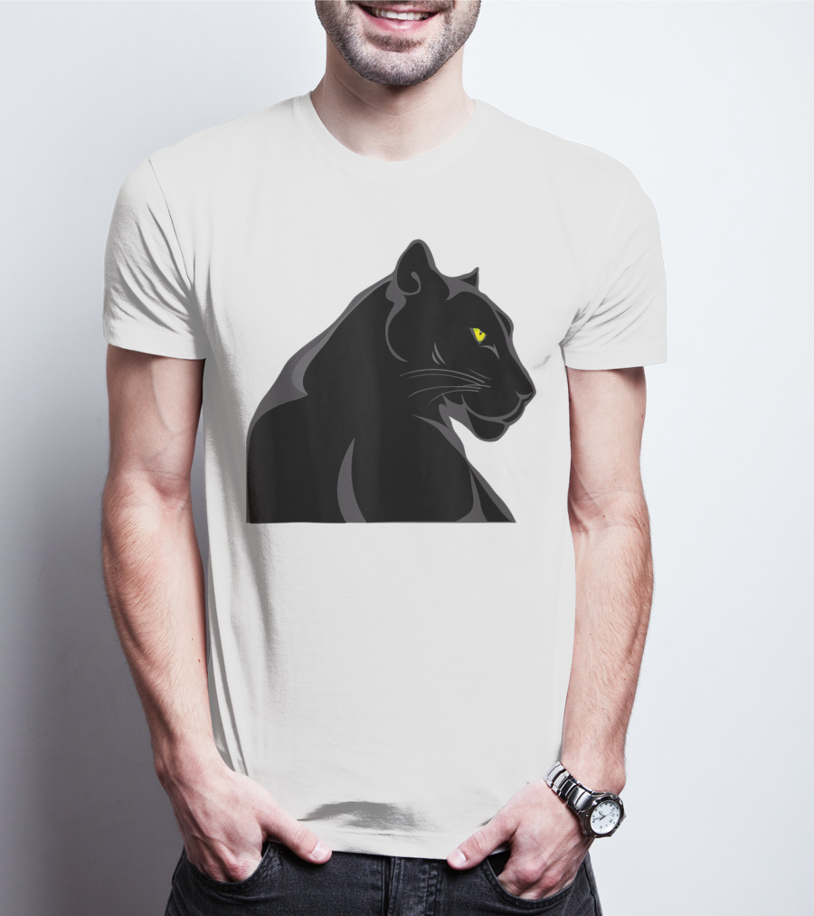 Panthera Cat Leopard Melanistic Black Panther Yellow Eyes T-Shirt