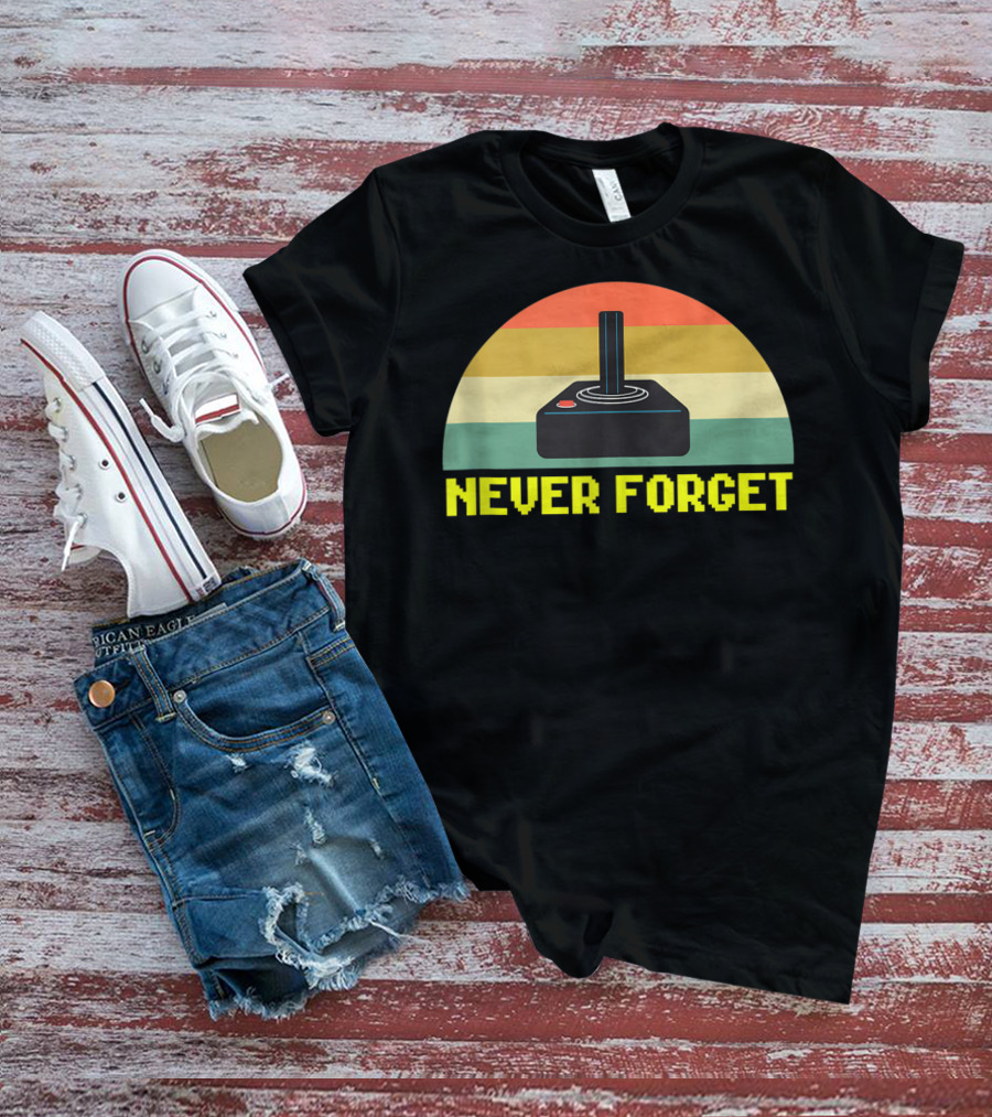 Never Forget Retro 80S Joystick Video Game Controller Pixel T-Shirt
