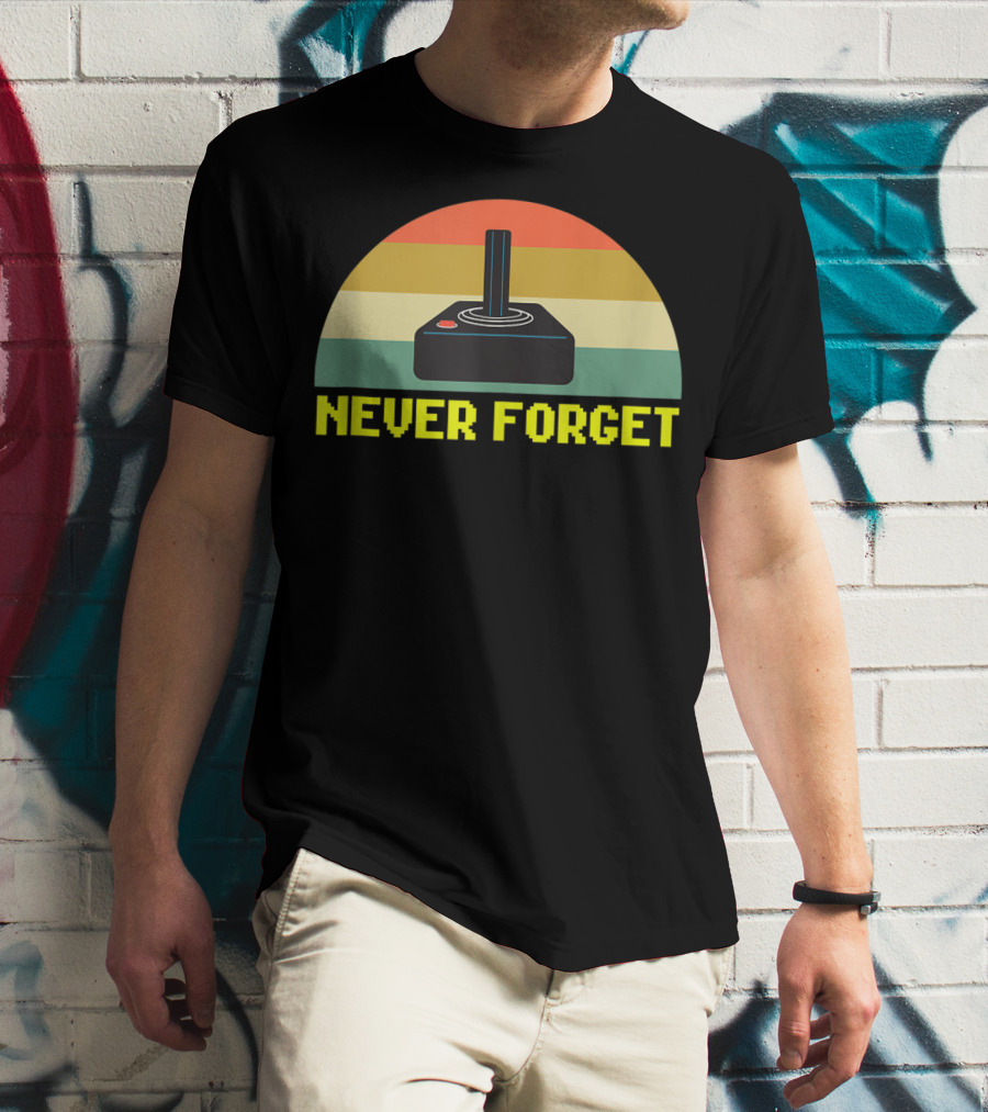 Never Forget Retro 80S Joystick Video Game Controller Pixel T-Shirt