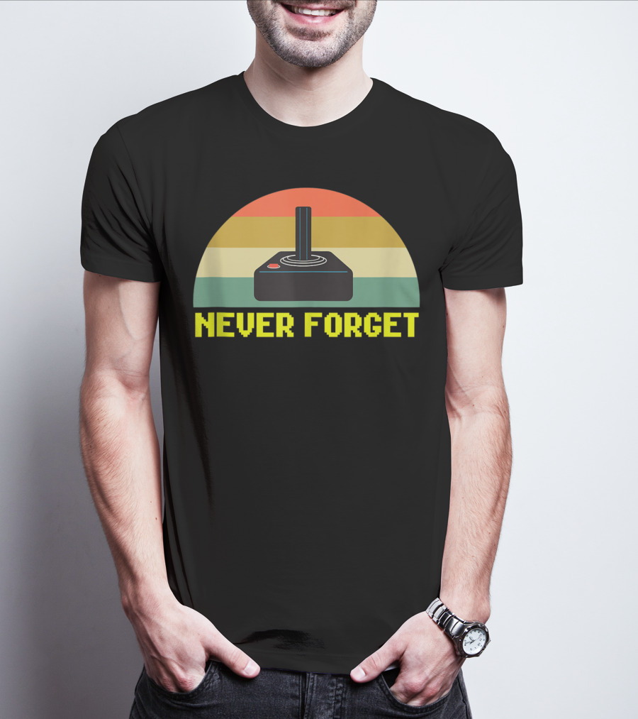 Never Forget Retro 80S Joystick Video Game Controller Pixel T-Shirt