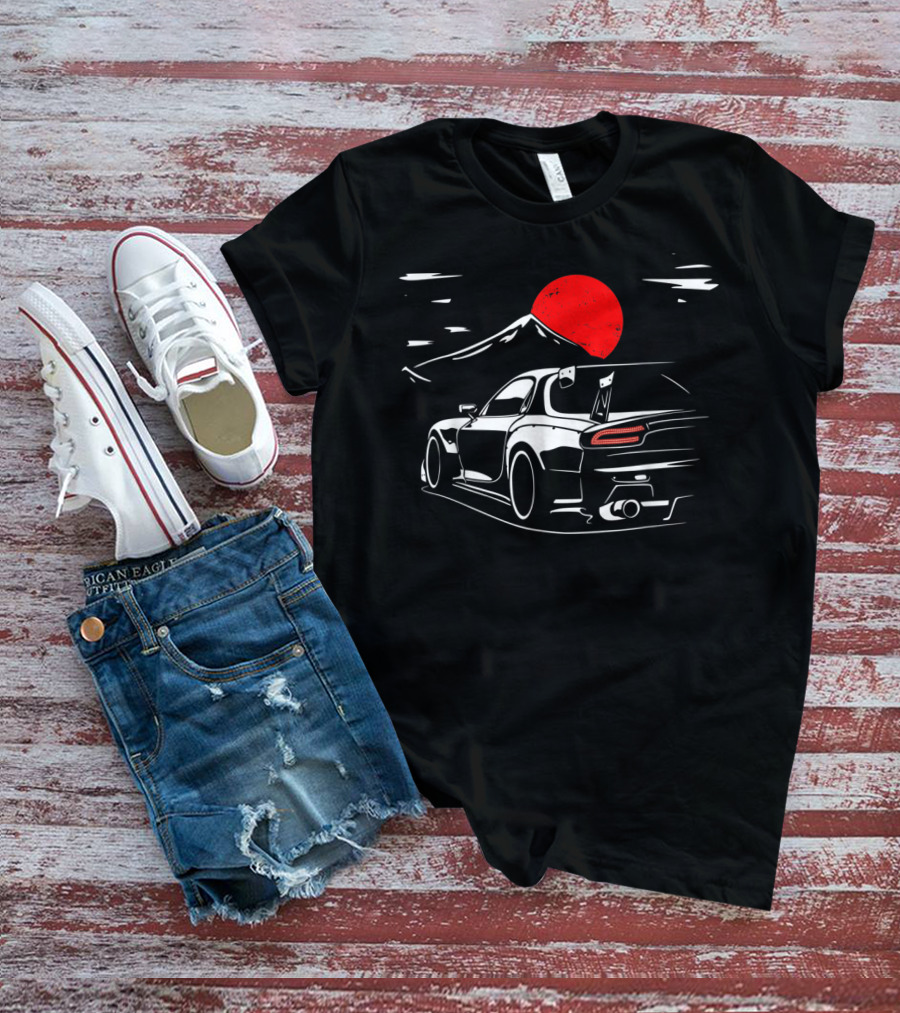 Rotary Engine JDM RX Car Meet Tuning Night Mountain Scene T-Shirt