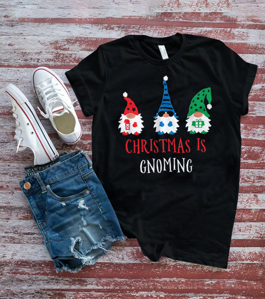 Christmas Is Gnoming Santa Claus Garden Gnome T-Shirt
