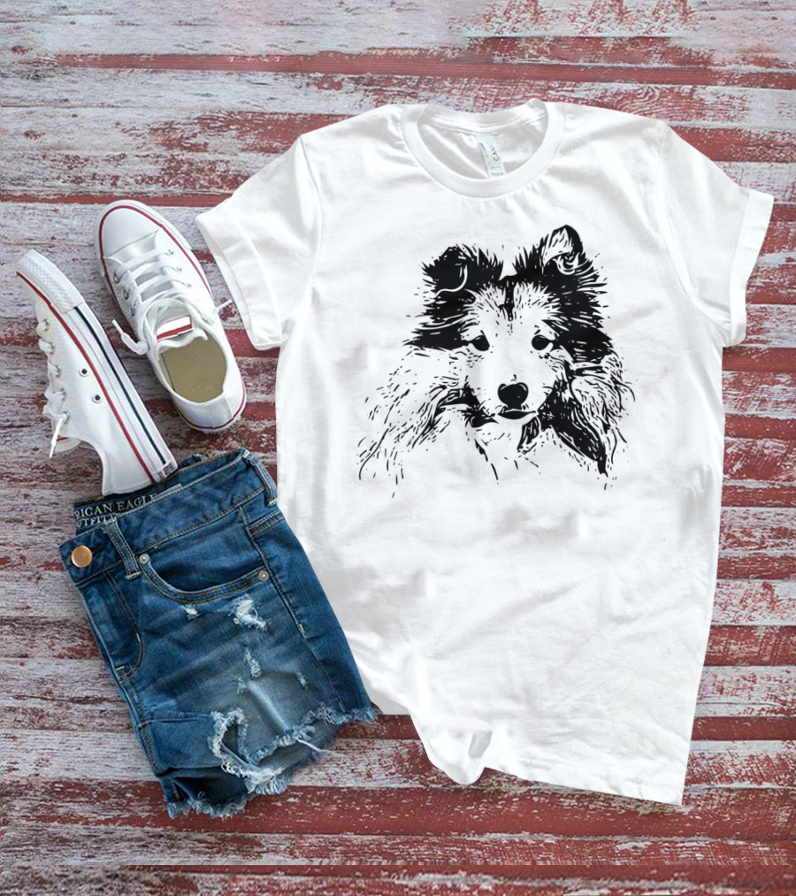 Shetland Sheepdog Outline Sketch T-Shirt