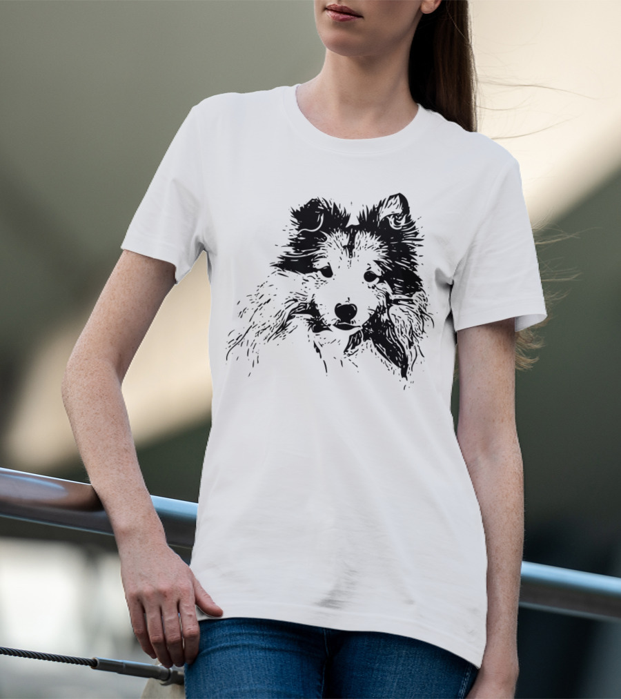 Shetland Sheepdog Outline Sketch T-Shirt