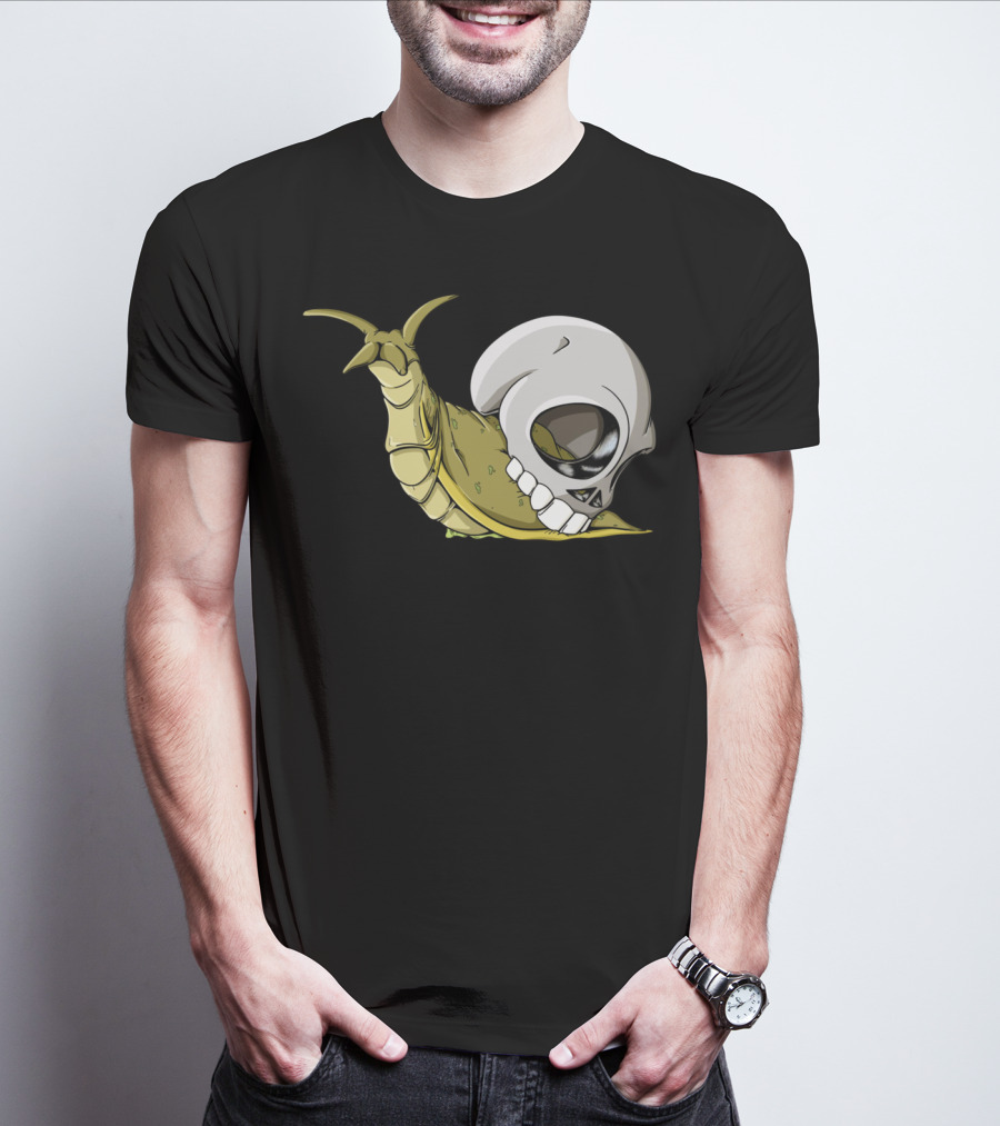 Skullug Funny Mix Skull With Slug Shell T-Shirt