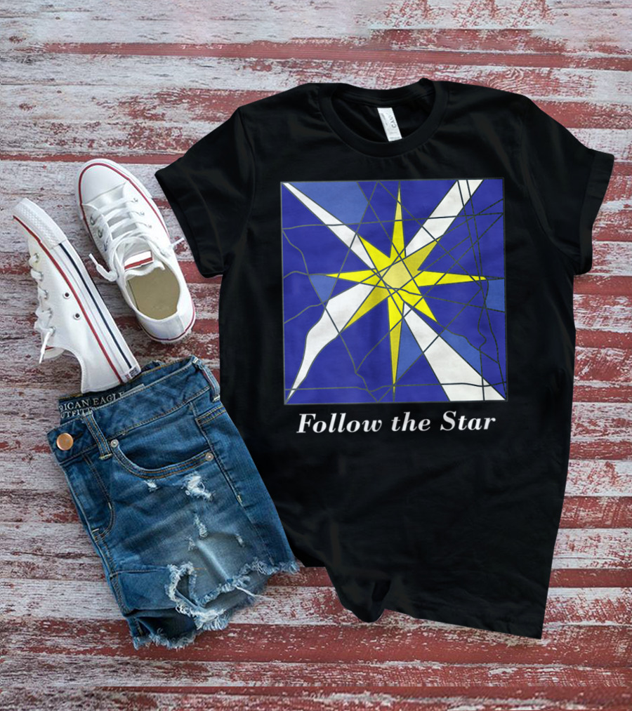 Follow The Star Stained Glass Style Star Of Bethlehem T-Shirt