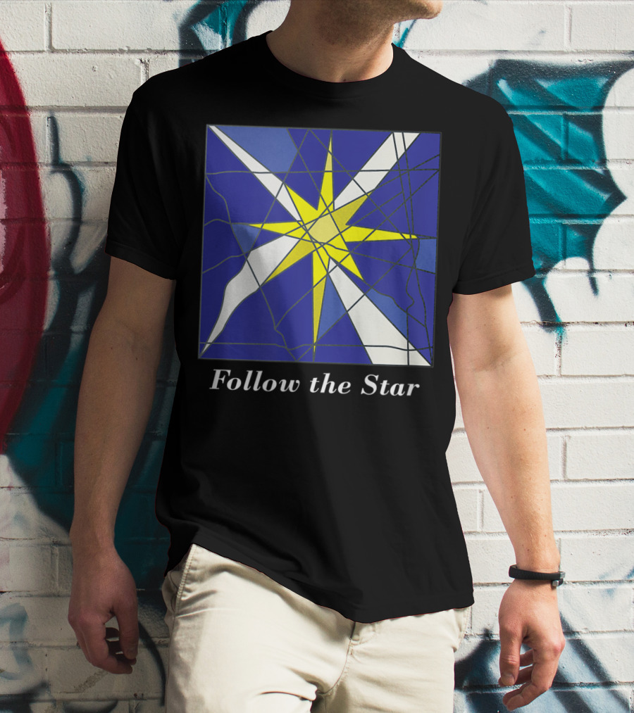 Follow The Star Stained Glass Style Star Of Bethlehem T-Shirt