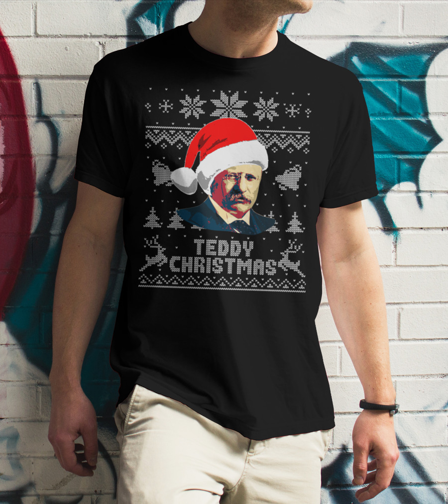 Teddy Christmas Theodore Roosevelt Santa Hat T-Shirt
