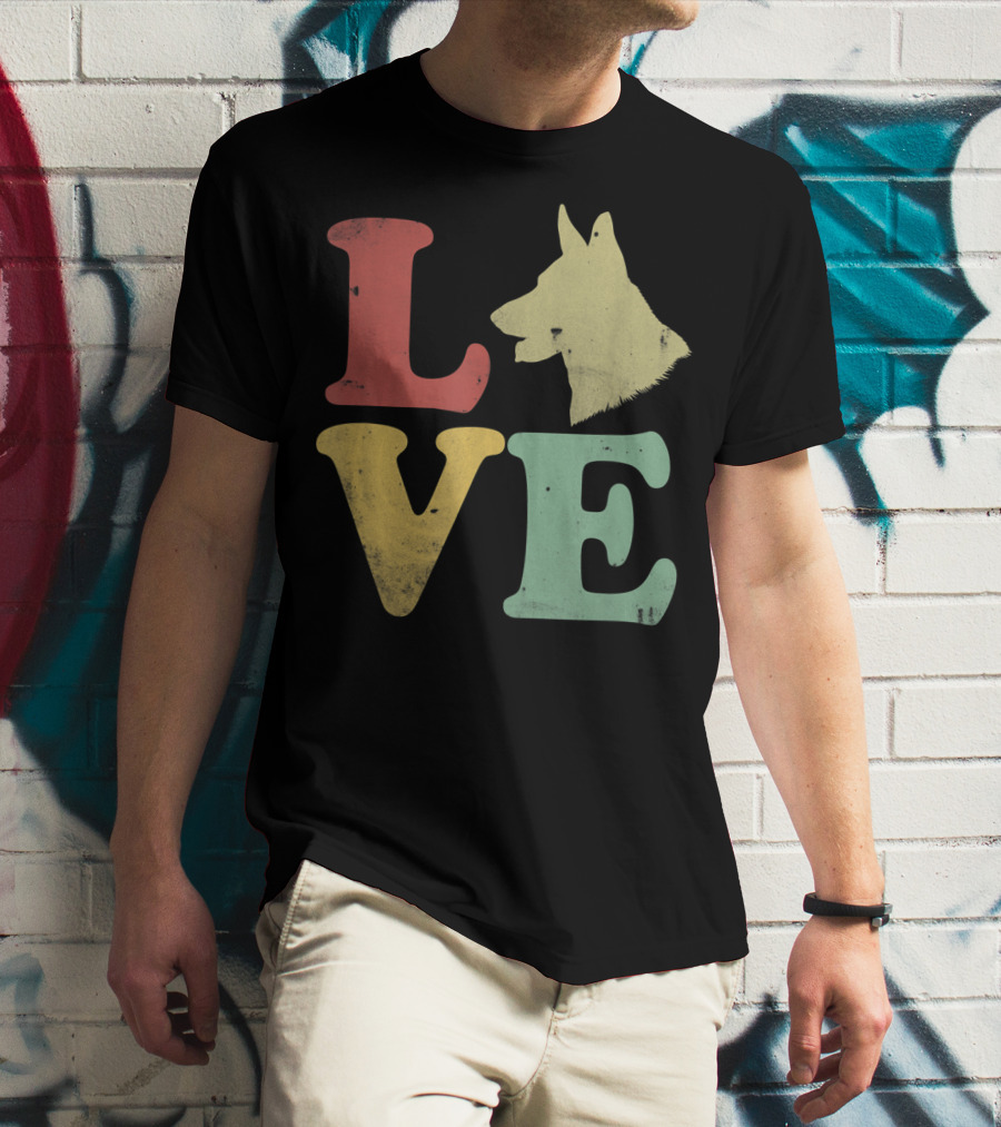 Vintage I Love My German Shepherd Beagle Love Dog T-Shirt