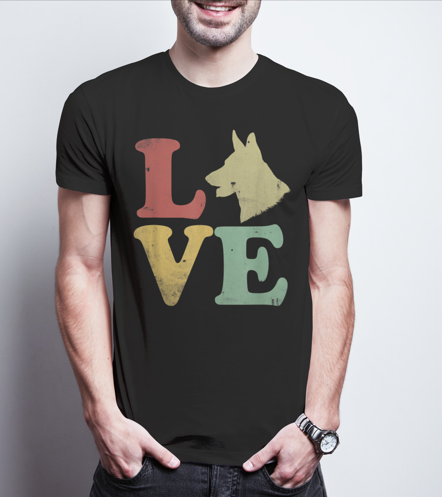 Vintage I Love My German Shepherd Beagle Love Dog T-Shirt