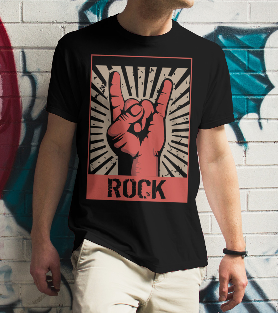 Vintage Rock Hand Gesture 70s 80s Concert Band T-Shirt