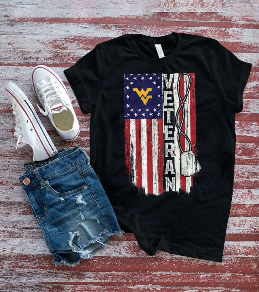 West Virginia Mountaineers Veteran American Flag T-Shirt