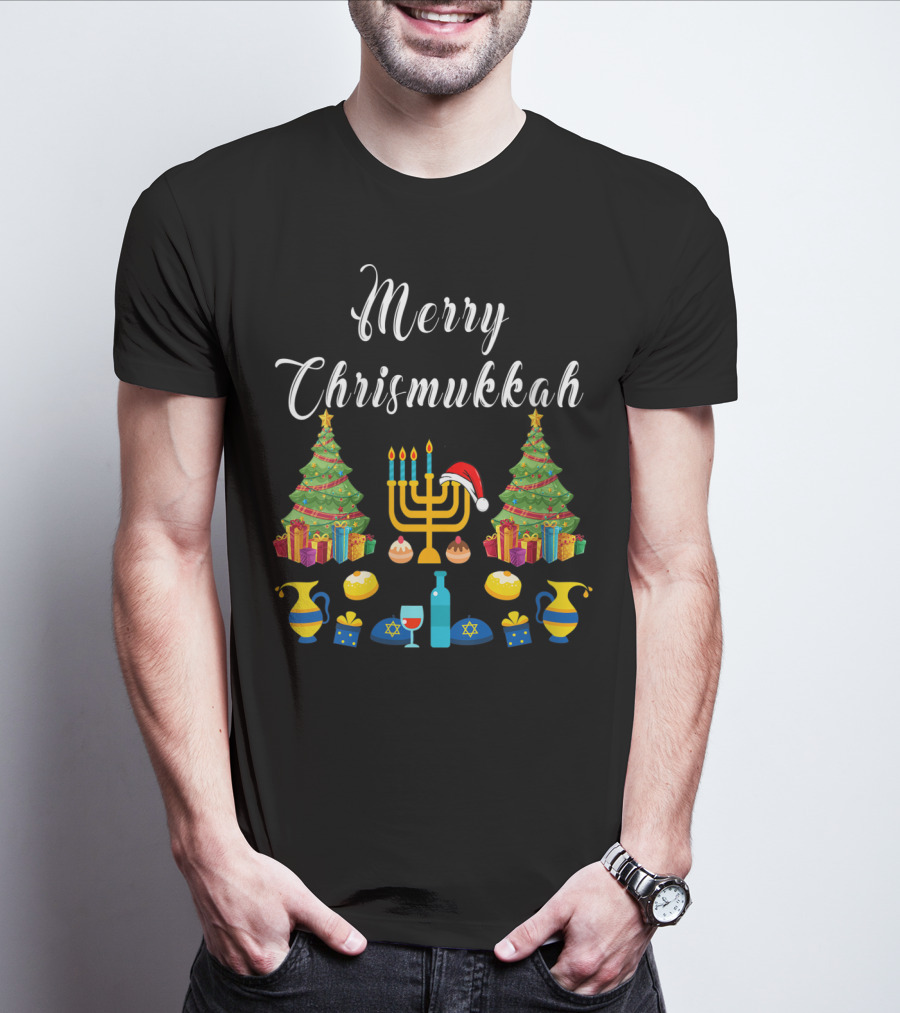 Merry Chrismukkah Christmas Ugly Hanukkah Menorah T-Shirt