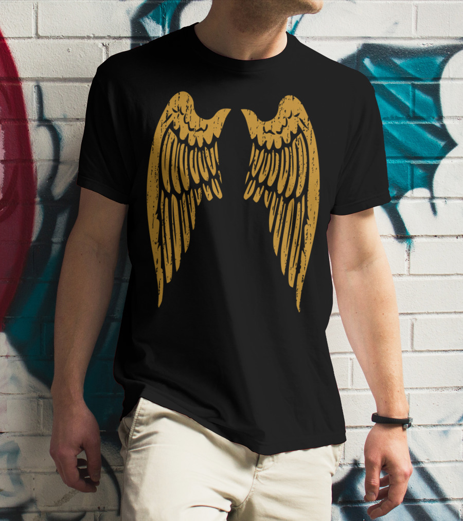 Gold Angel Wings Back T-Shirt