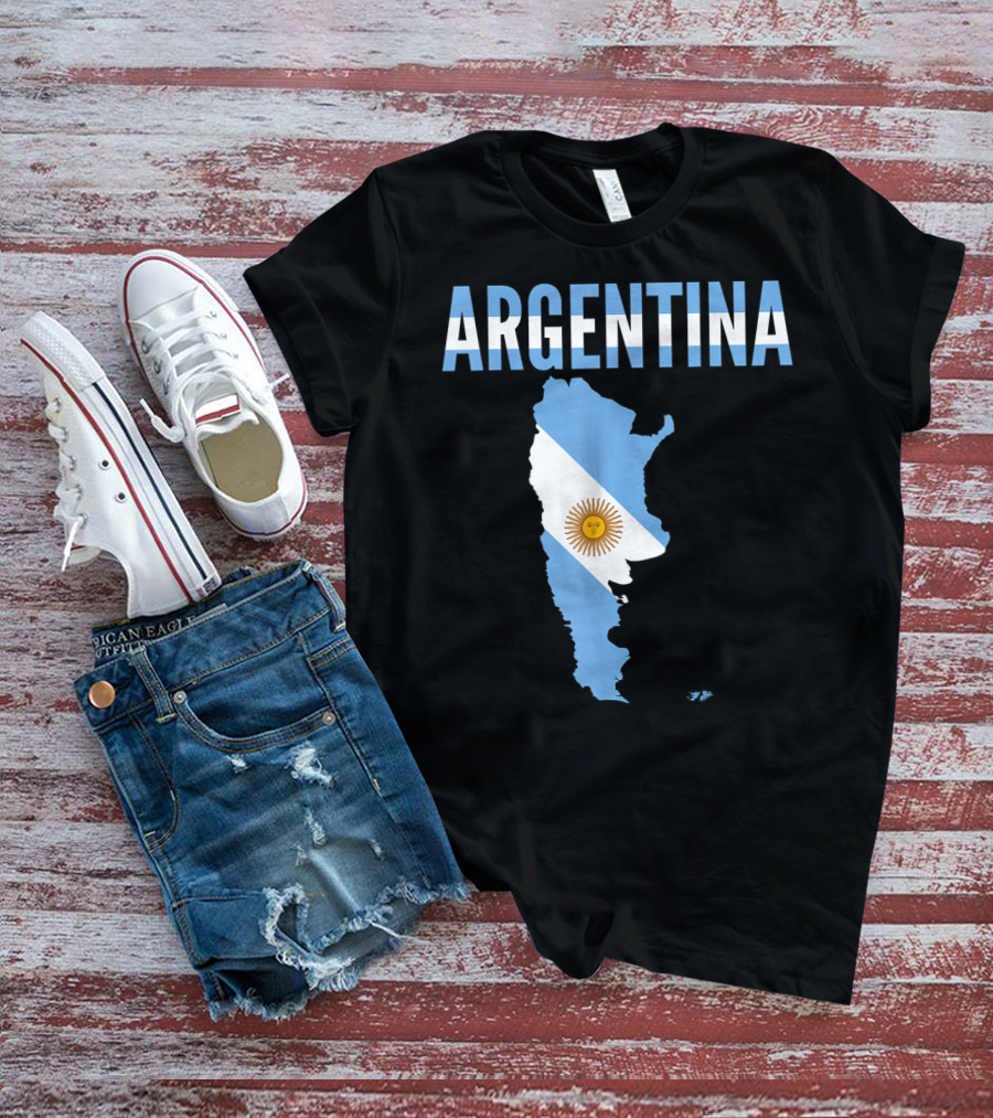 ARGENTINA Map Country Flag Sun Emblem T-Shirt