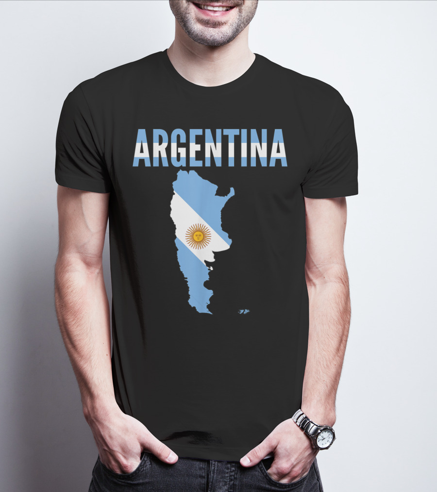 ARGENTINA Map Country Flag Sun Emblem T-Shirt