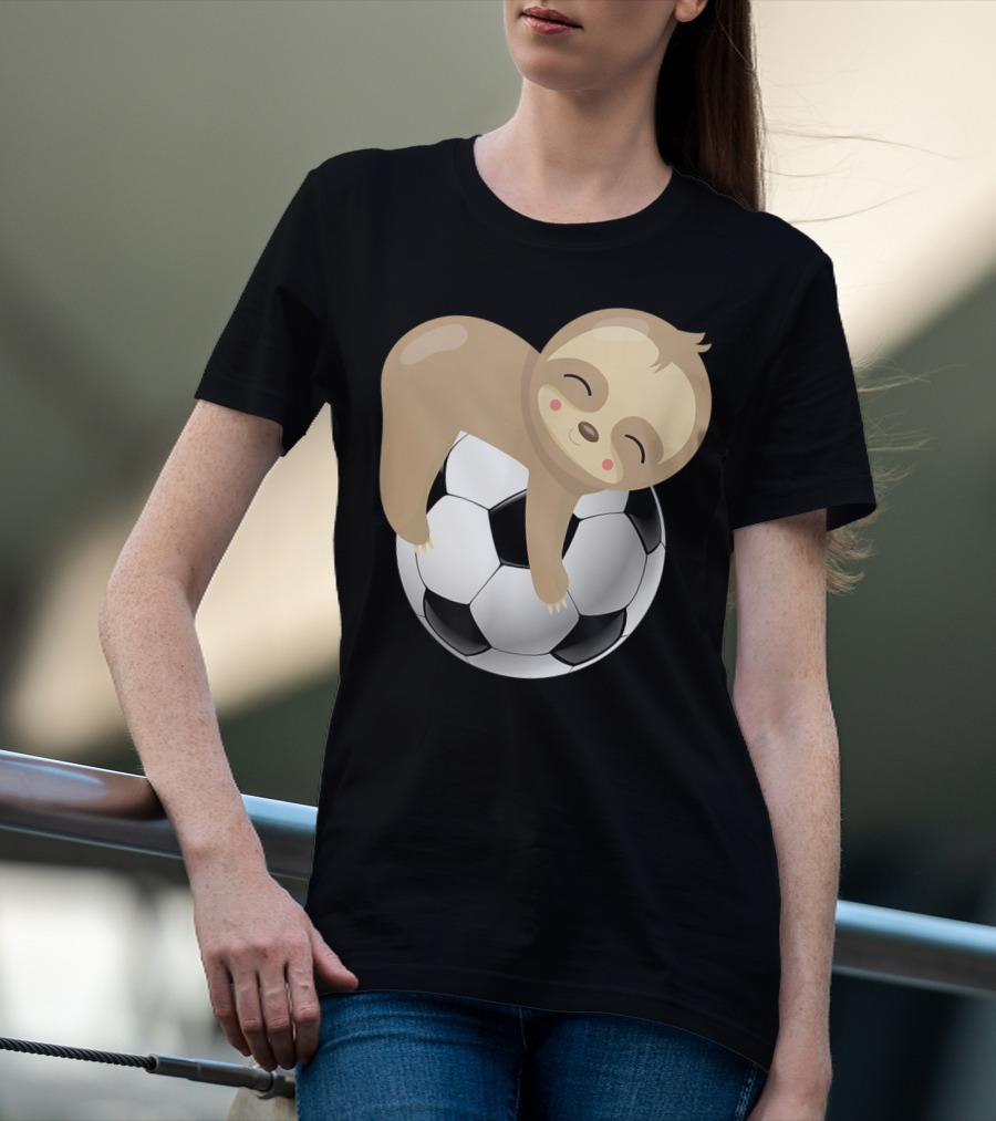 Baby Sloth Hugging Soccer Ball T-Shirt