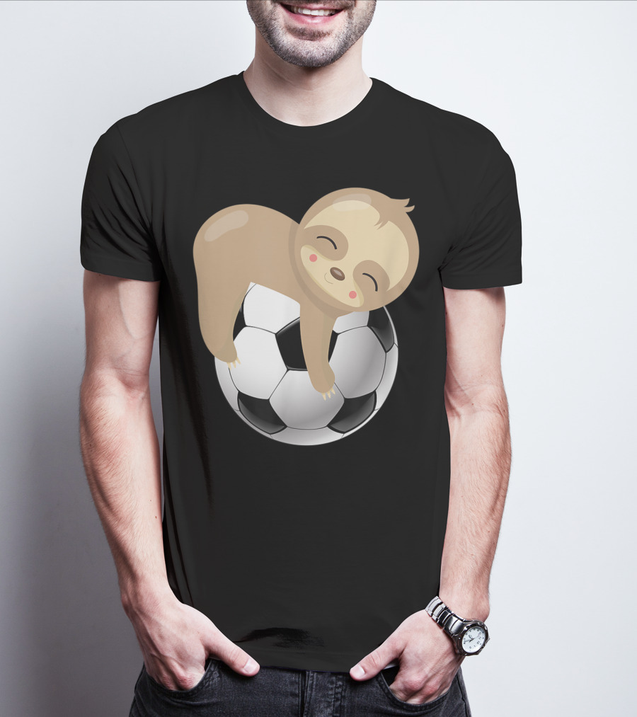 Baby Sloth Hugging Soccer Ball T-Shirt