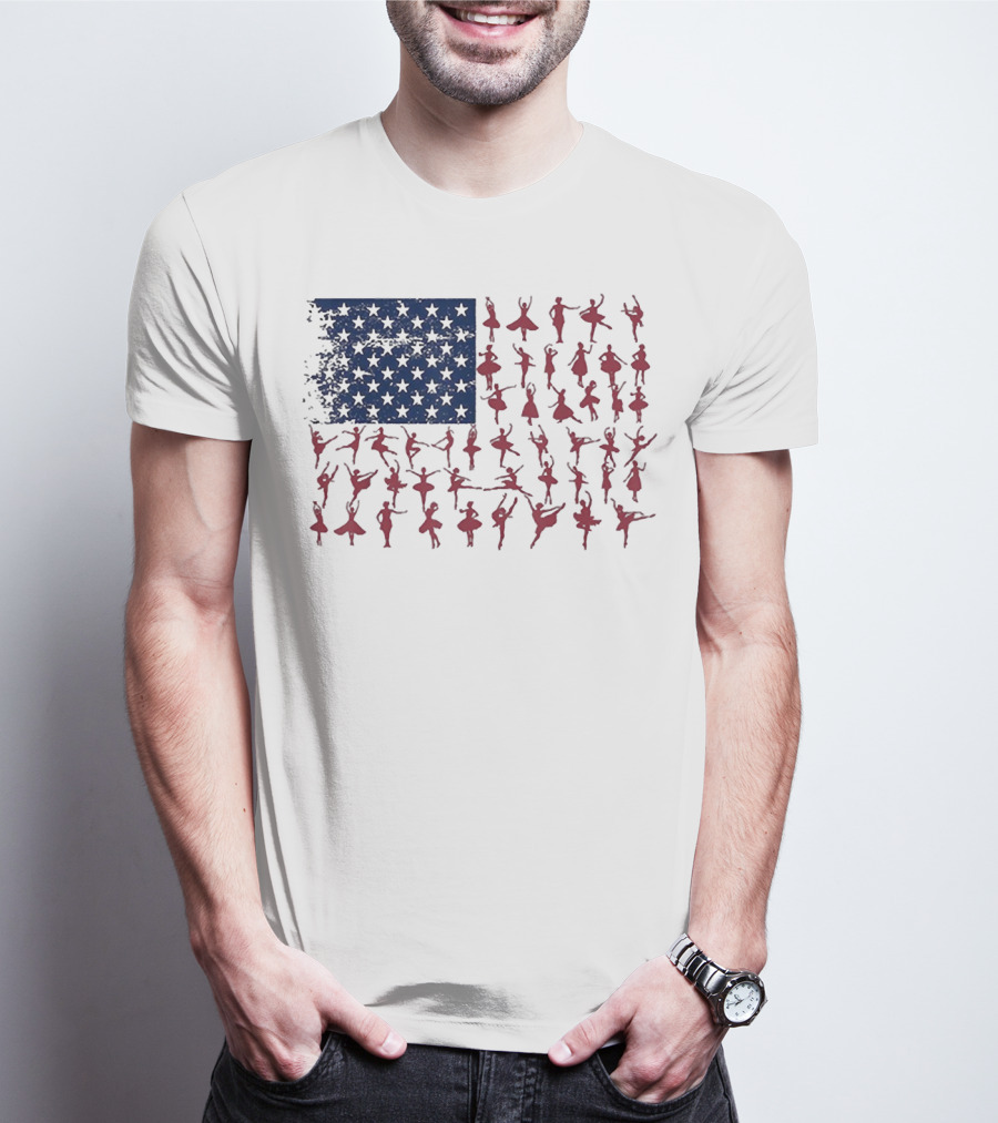 Ballet Dancer Kids American Flag July T-Shirt
