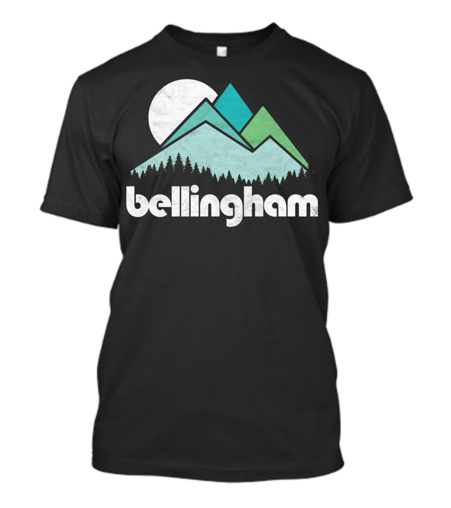 Bellingham Mountains Minimalist Design With Forest And Moon T-Shirt