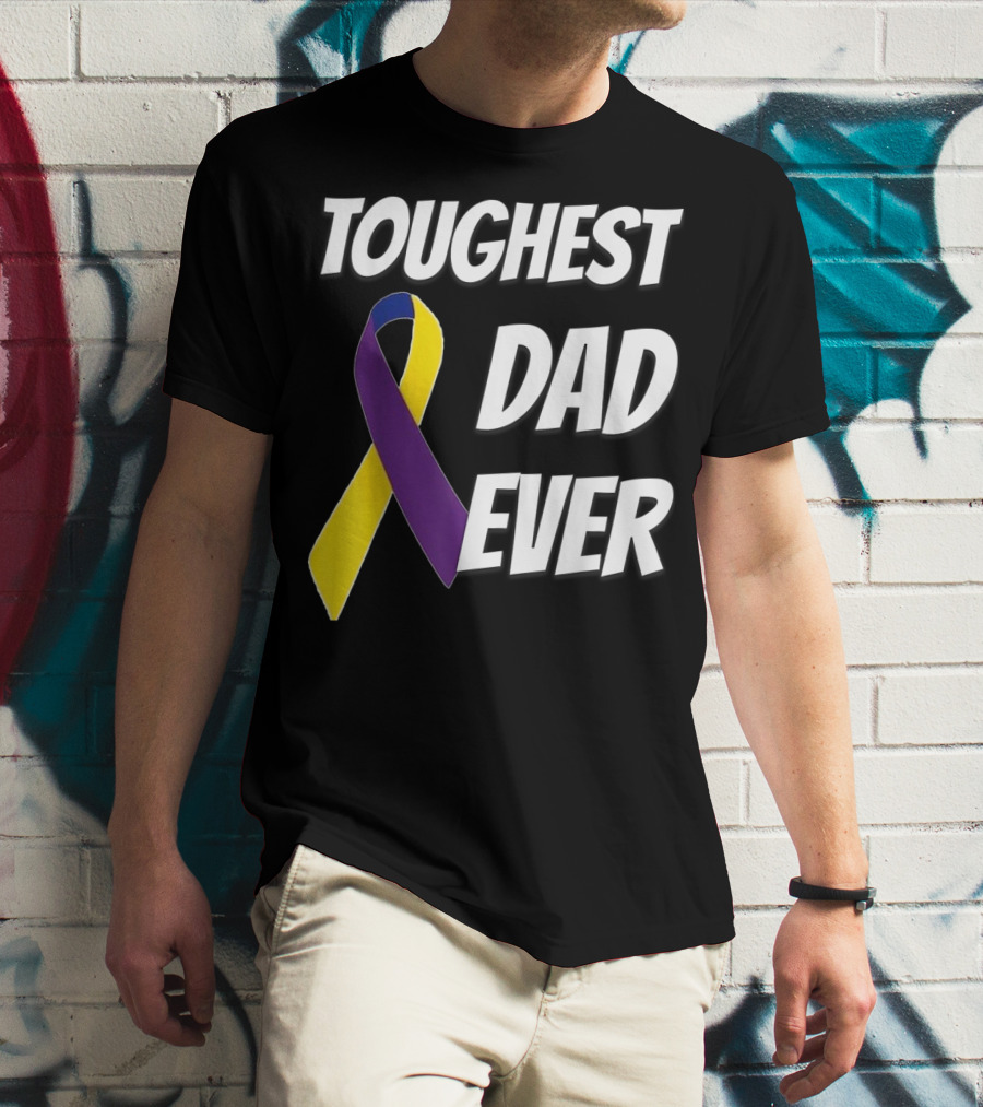 Toughest Dad Ever Bladder Cancer Yellow Ribbon Awareness T-Shirt