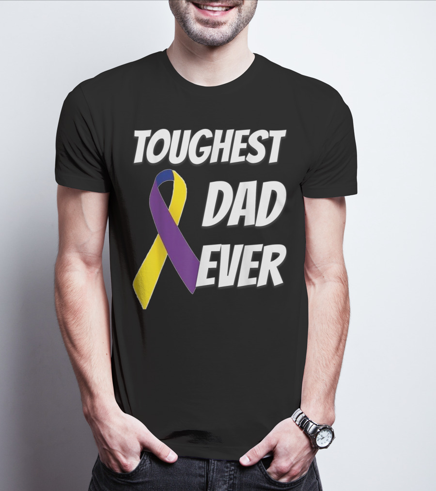Toughest Dad Ever Bladder Cancer Yellow Ribbon Awareness T-Shirt