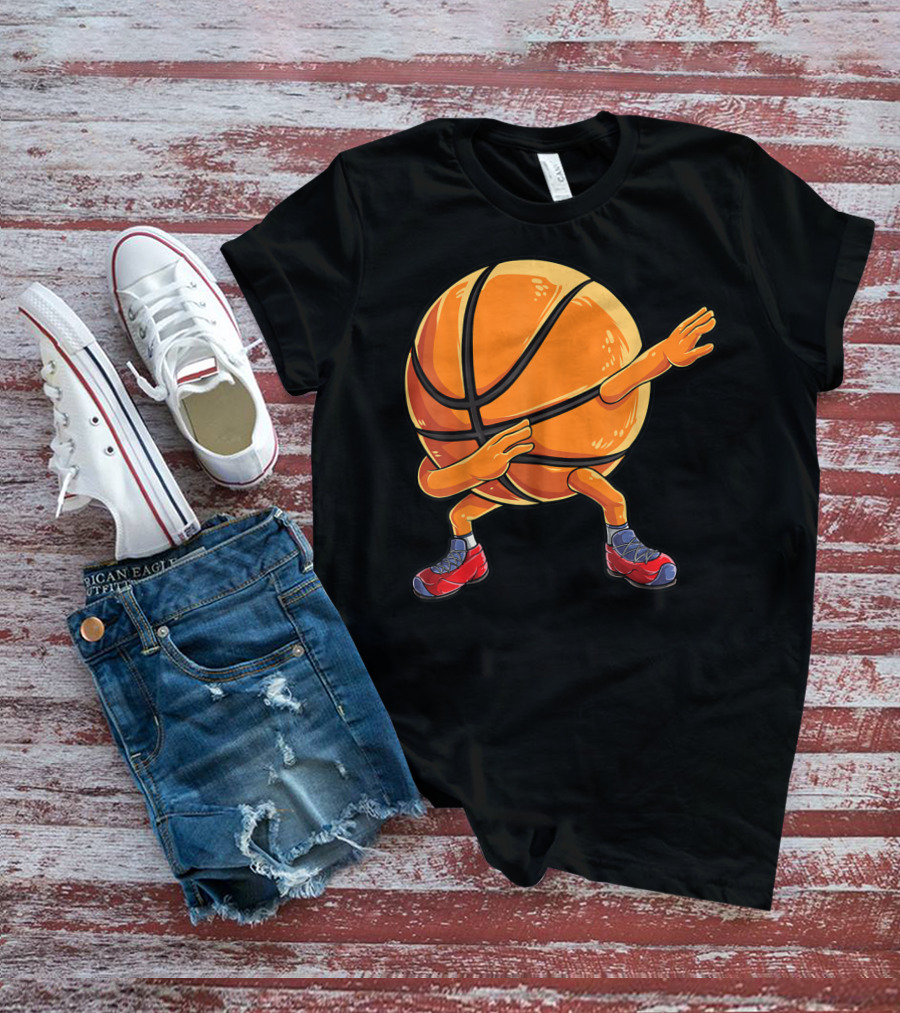 Basketball Ball Kids Boys Dab Dance With Sneakers T-Shirt