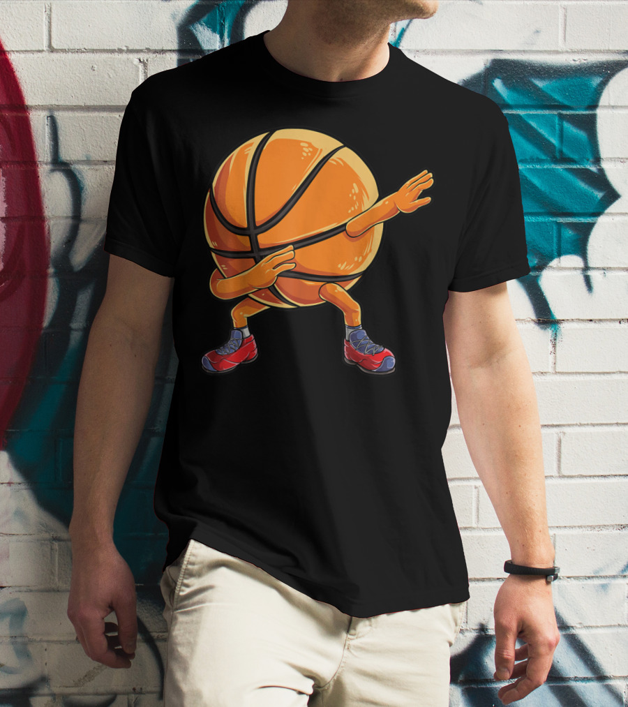 Basketball Ball Kids Boys Dab Dance With Sneakers T-Shirt