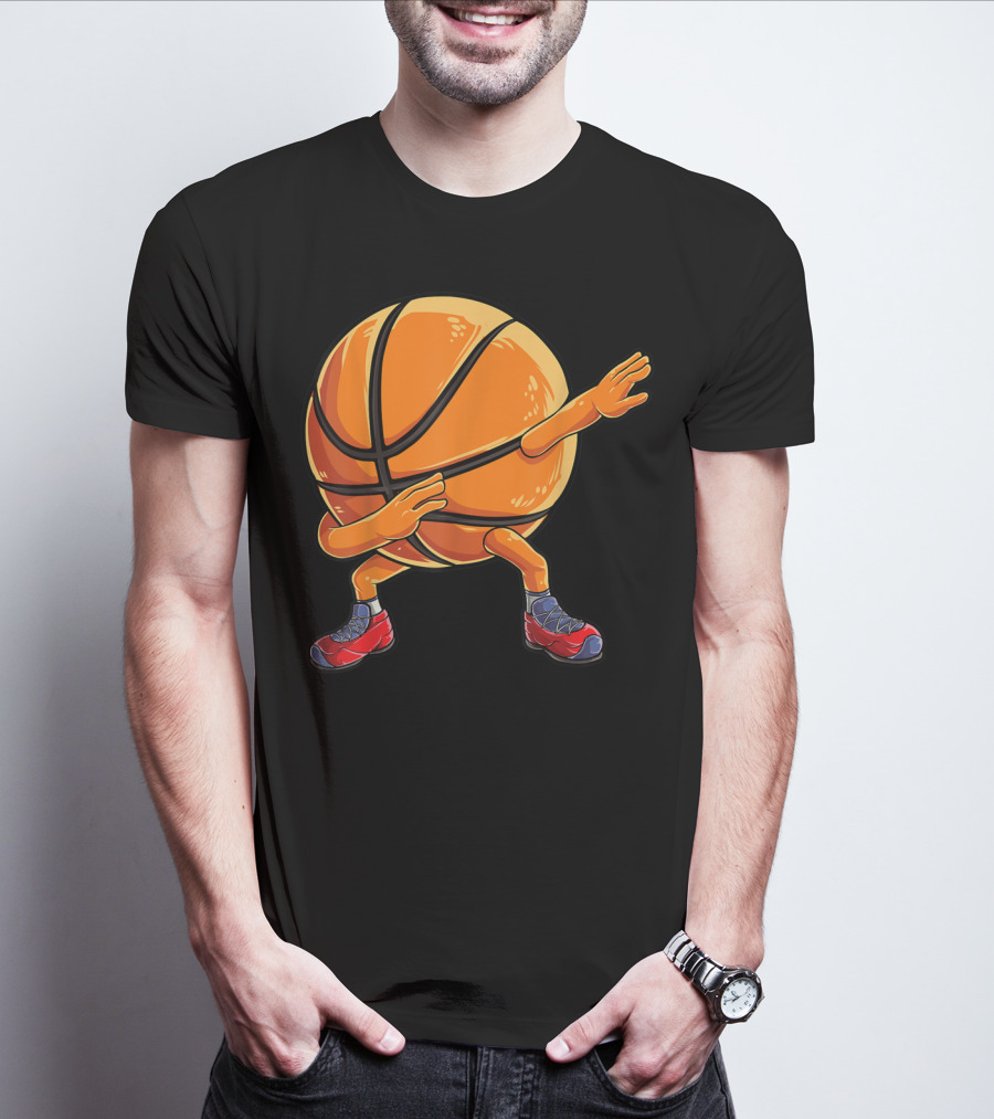 Basketball Ball Kids Boys Dab Dance With Sneakers T-Shirt