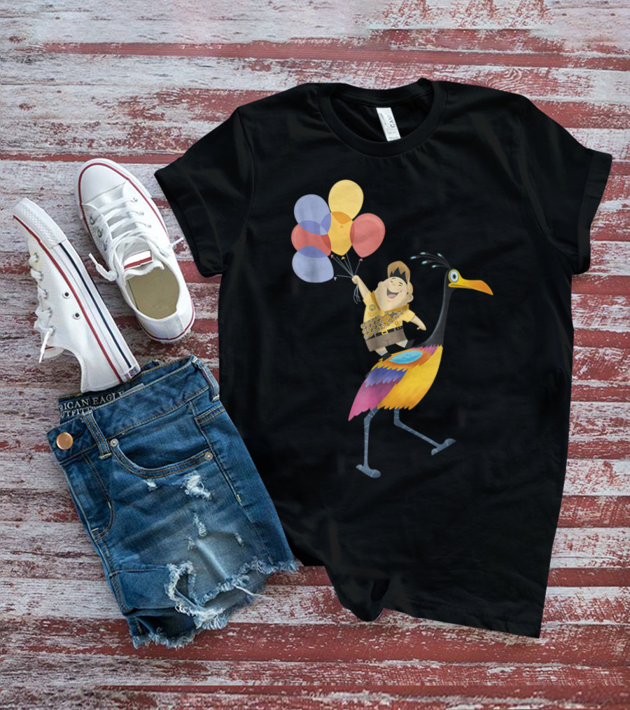 Russell Riding Kevin With Balloons Disney Pixar Up T-Shirt