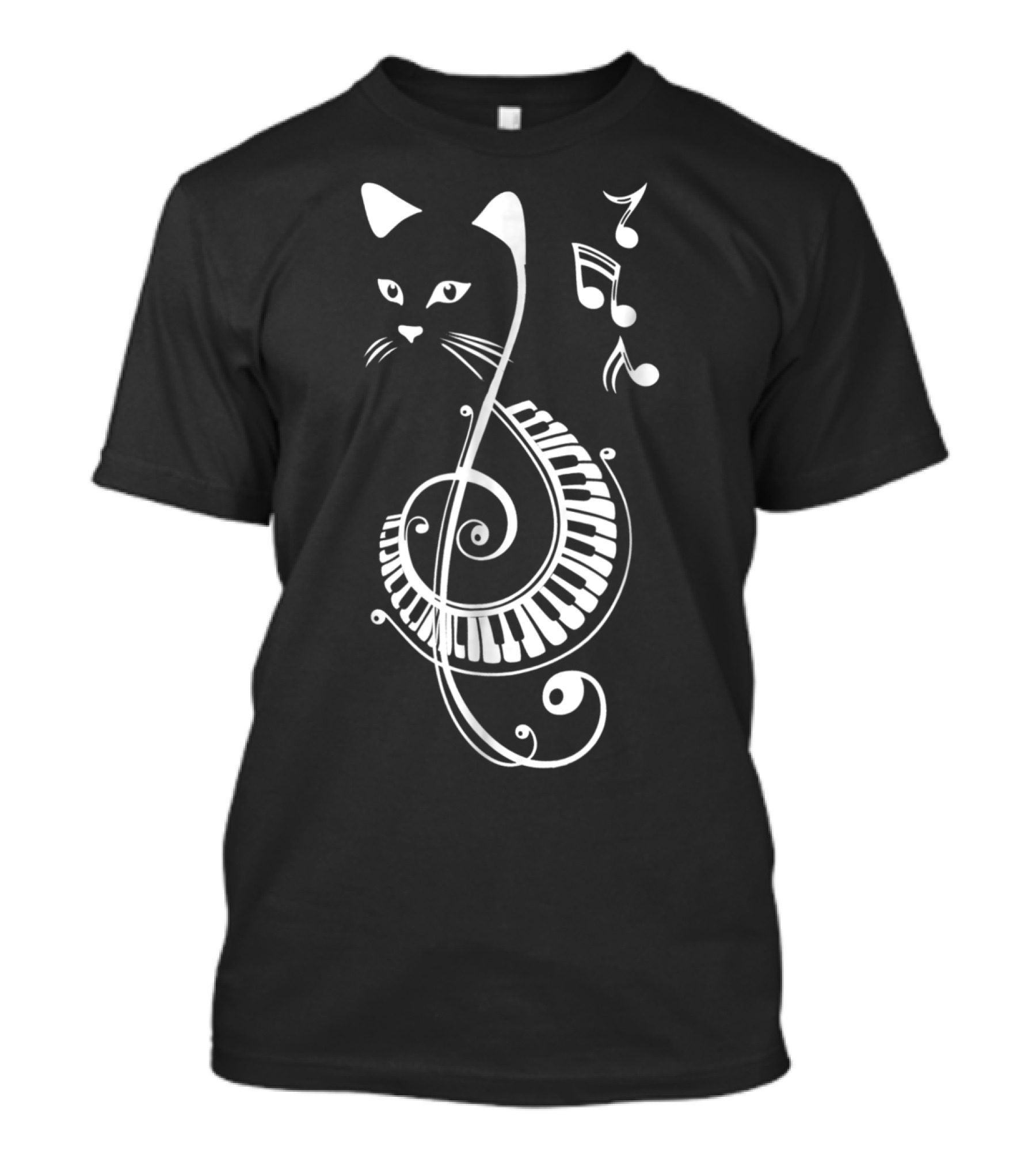 Cat Lovers Musical Note Treble Clef Keyboard T-Shirt