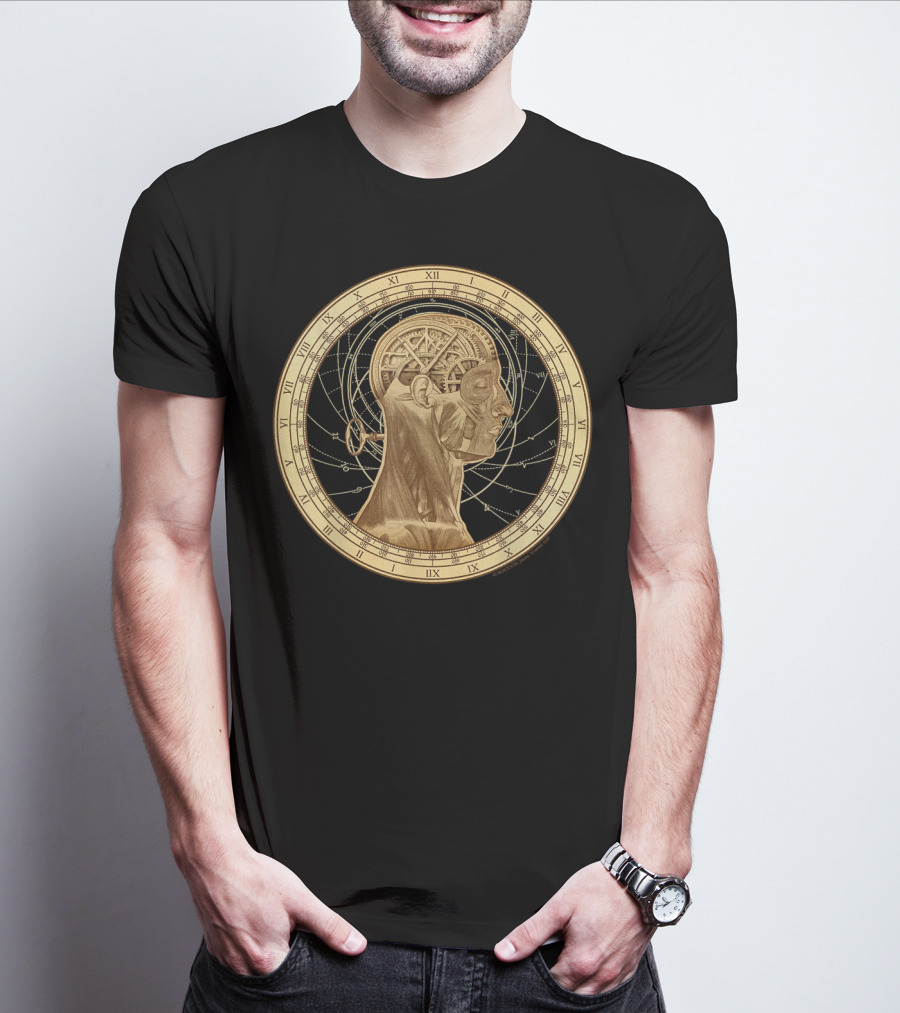 Cognition Steampunk Roman Numerals Clockwork Head T-Shirt