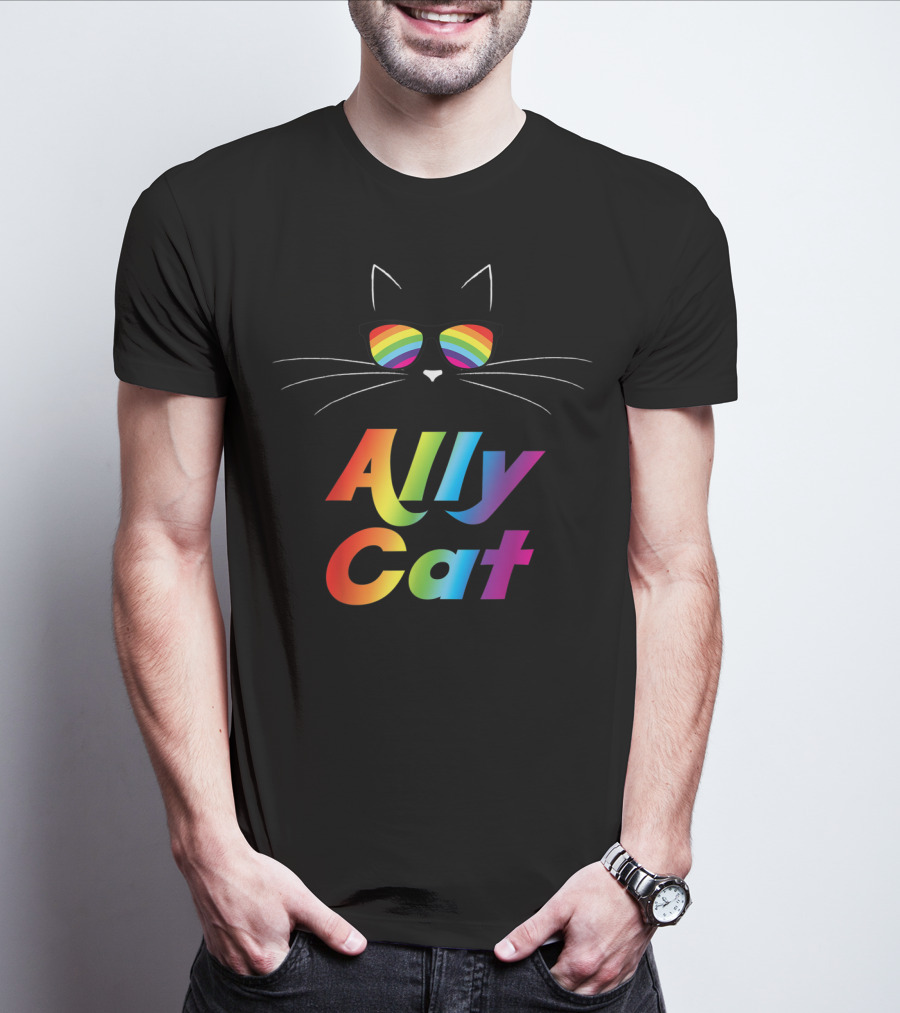 Ally Cat Rainbow Sunglasses Kitty T-Shirt