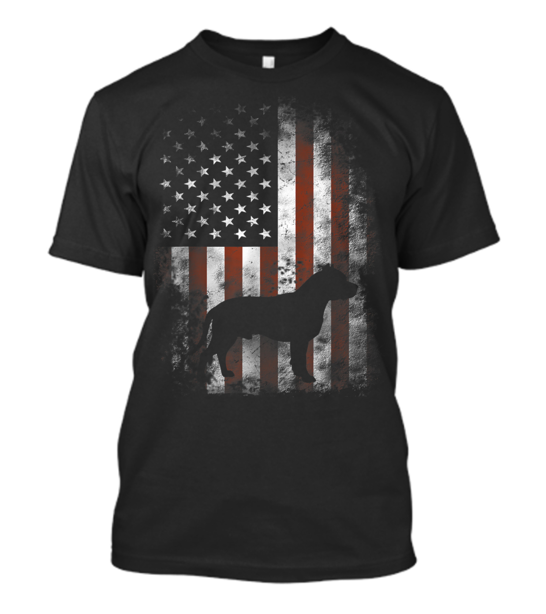 American Pitbull Terrier Silhouette With American Flag Patriotic T-Shirt
