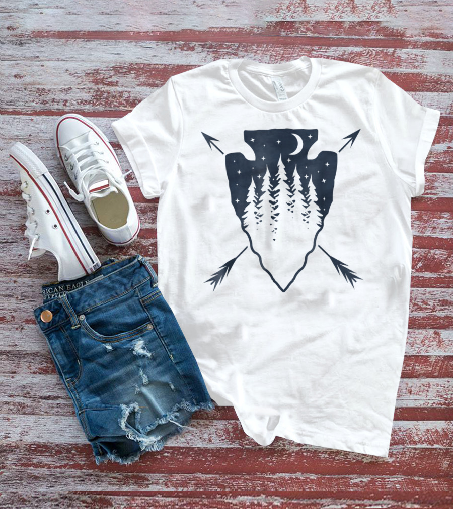 Arrowhead Pine Tree Moon With Crossed Arrows T-Shirt