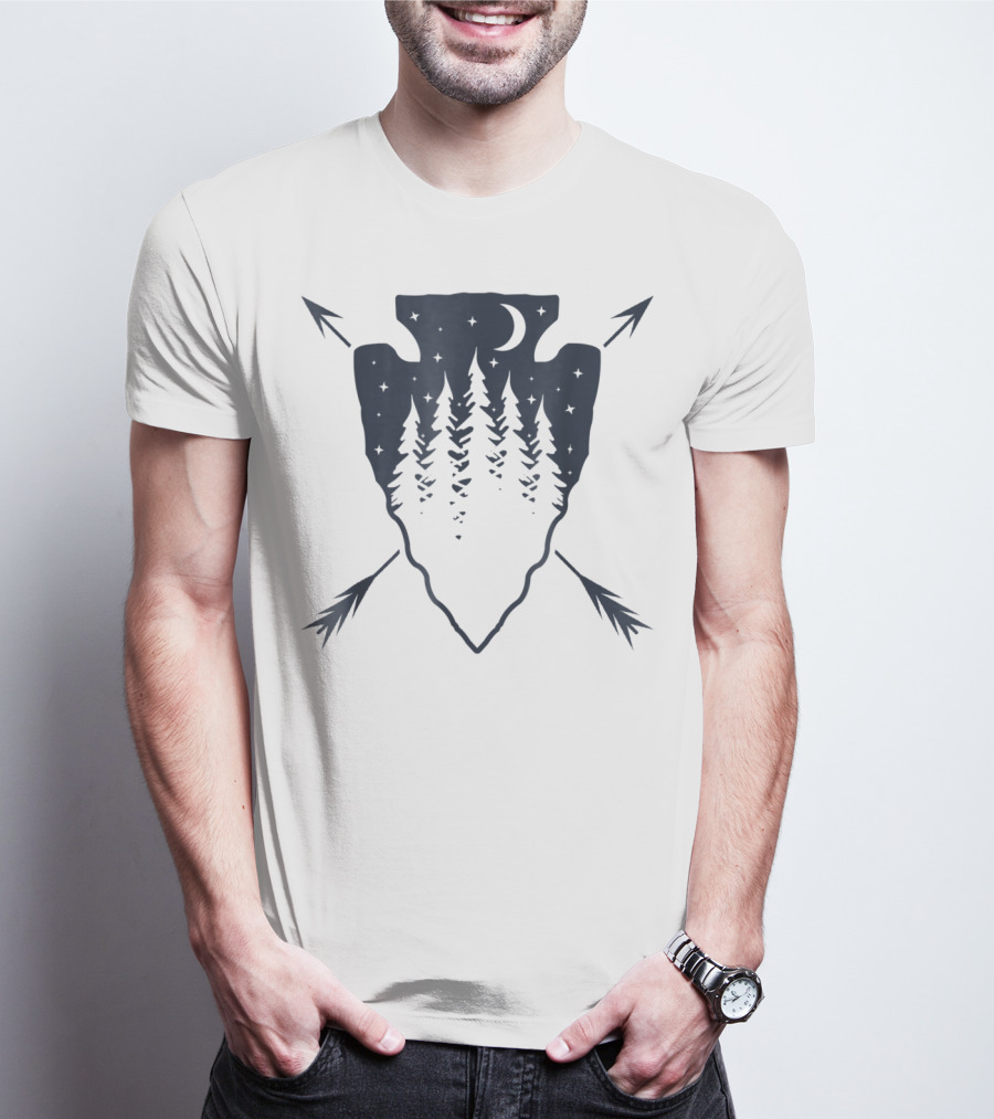 Arrowhead Pine Tree Moon With Crossed Arrows T-Shirt