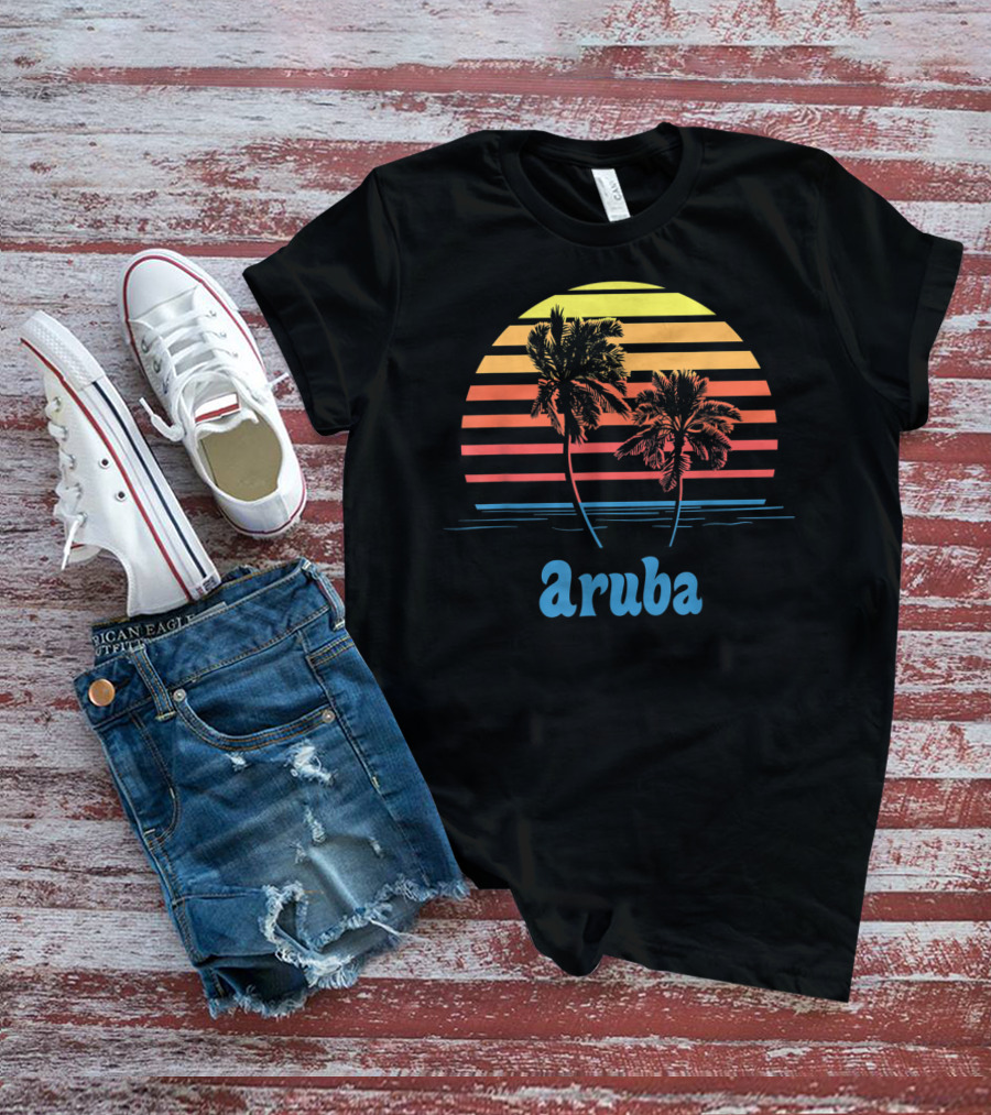 Aruba Palm Trees Sunset Beach Vacation Vibes T-Shirt