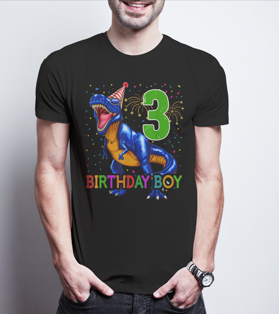Birthday Boy Rawr I'm 3 Dinosaur Party T-Shirt