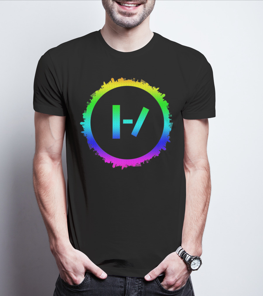 Twenty One Pilots Rainbow Cityscape Circle T-Shirt