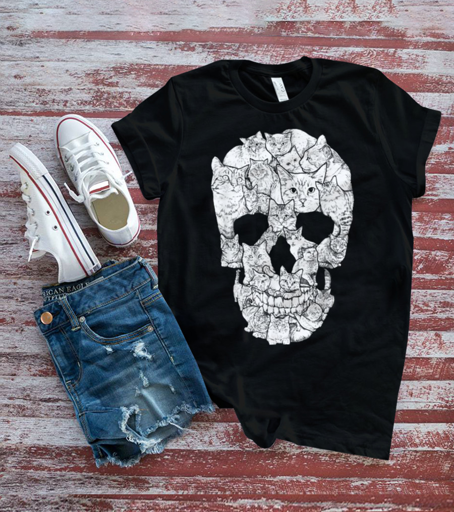 Cat Skull Cat Skull Men's Unique Feline Skull T-Shirt