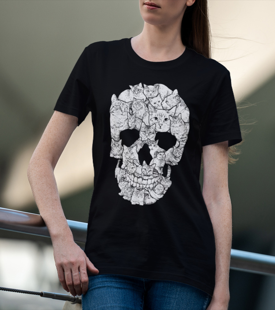 Cat Skull Cat Skull Men's Unique Feline Skull T-Shirt