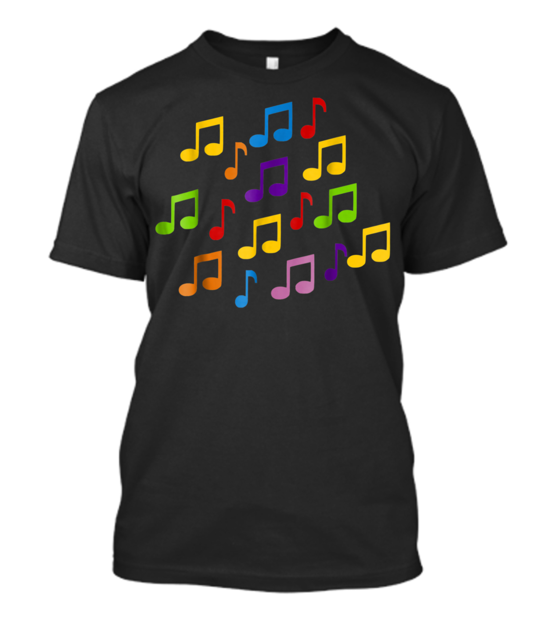 Colored Music Notes Pattern Vibrant T-Shirt
