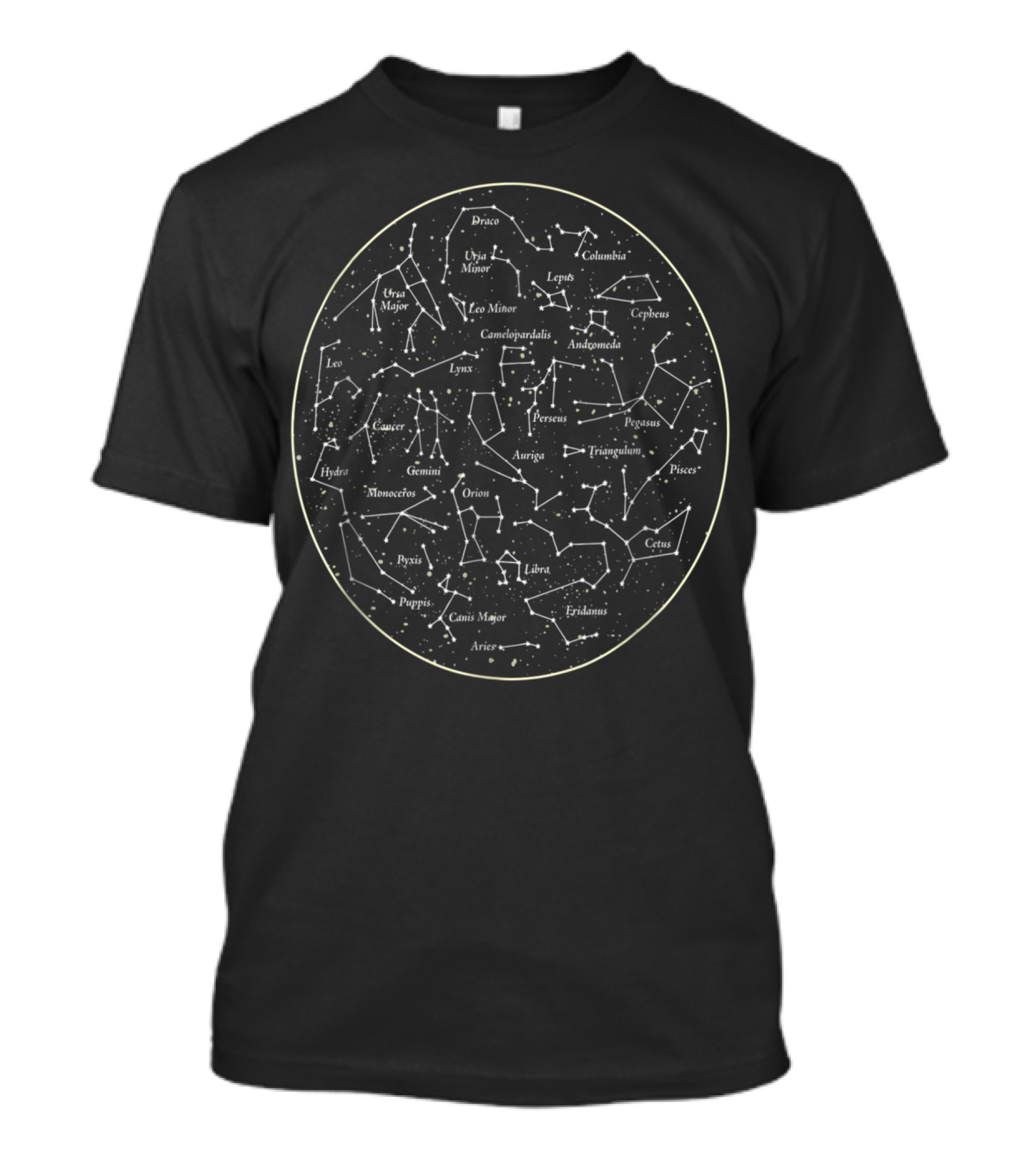 CONSTELLATION MAP Space Astronomy Star Chart Draco Orion Ursa Major Leo Andromeda Pegasus Pisces Aries T-Shirt